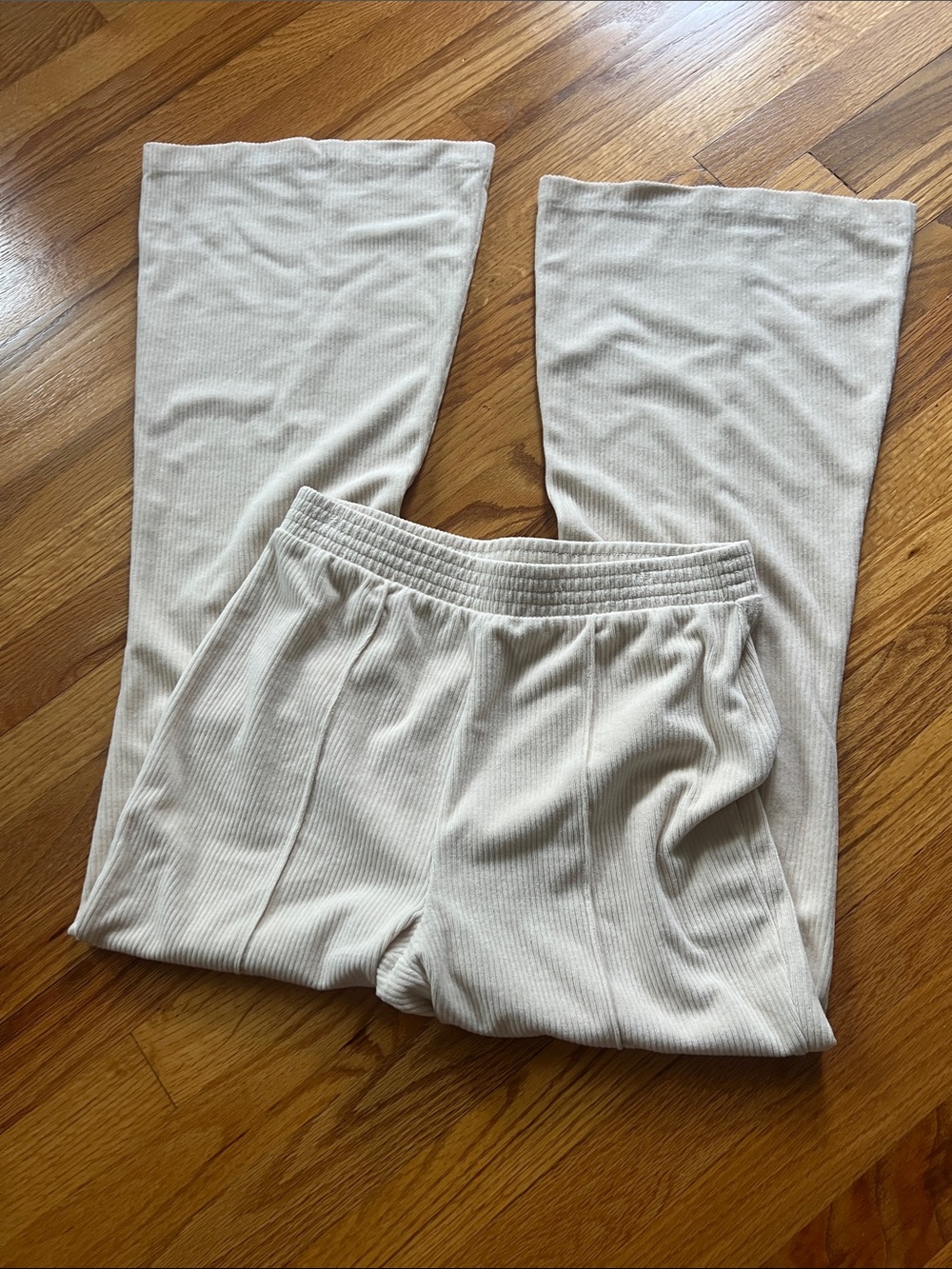 aerie Cream Ribbed Elastic Waist Lounge Pants